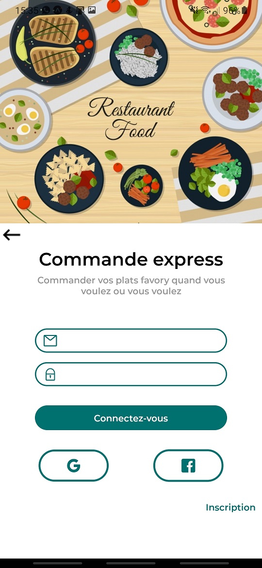 Capture d'écran de l'application mobile Food App